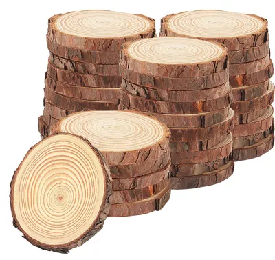 36 Holzplättchen 9-10 cm, unbehandelt, für DIY-Deko