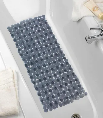 Productafbeelding van Unyqoos®️ Badmat Paradise, antraciet - Antislip badmat met zuignappen - Gemaakt van PVC - 36 x 71 cm