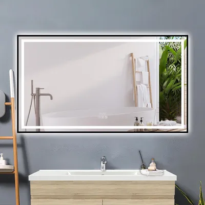 Produktbild von LED Spiegel 140×80cm Badspiegel mit Beleuchtung Bluetooth Uhr 3 Lichtfarben dimmbar Touch Memory Beschlagfrei Wandspiegel Badezimmer IP44