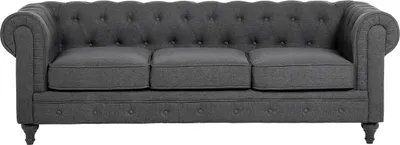 Produktbild von BELIANI Sofa 3-os szara tapicerowana chesterfield tuftowana pikowana vintage glamour kanapa salon