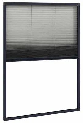 Productafbeelding van Insectenwerend plissé voor dakramen, vliegenhor met aluminium frame, glasvezelweefsel, verstelbare maat, bescherming tegen muggen, frisse lucht, antraciet, 80 x 120 cm