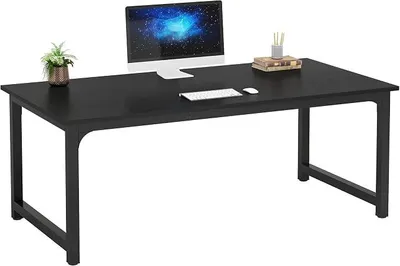 Obrázek produktu pro Psací stůl, počítačový stůl o rozměrech 160 x 80 cm, kancelářský stůl, vhodný do pracovny, pracovní stanice pro domácí kancelář, moderní, jednoduchý design, černá barva