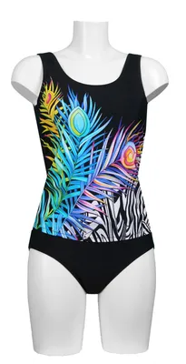 Produktbild von Pacific Fashion Tankini, Multicolor schwarz-bunt, platzierter Print, 31650, 44 B