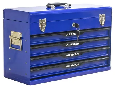 Immagine prodotto di Cassetta degli attrezzi, chiusure metalliche sicure, design compatto, blu