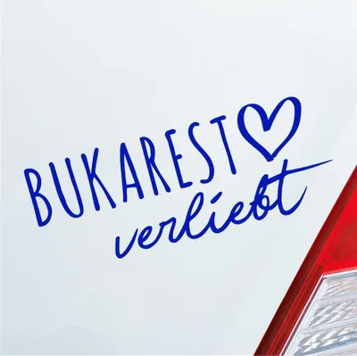 Produktbild von Auto Aufkleber Bukarest verliebt Herz Stadt Heimat Liebe Car 19x8 cm Dunkelblau Sticker Heckscheibenaufkleber