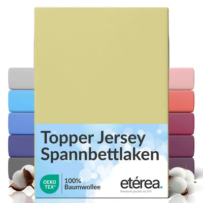 Produktbild von etérea Topper Jersey Spannbettlaken 140x200 - 160x200 cm – 100 % Baumwolle, formstabil & pflegeleicht - Lind