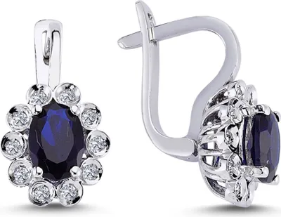 Produktbild von Entourage Diamant Oval Saphir Ohrhänger 585`er Weißgold