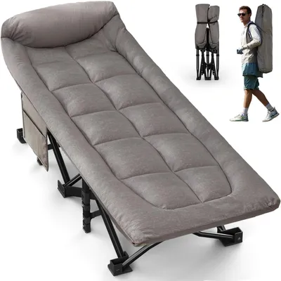 Immagine prodotto di Lettino da campeggio pieghevole Letto singolo Lettino campeggio XL - 190 x 70 x 40 cm - Portata 250 kg - Grigio - Per campeggio, festival e balcone