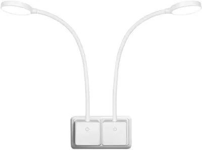 Zdjęcie produktu dla Lampa ścienna do czytania - lampka nocna - do sypialni - do czytania i pracy - z wbudowanym gniazdkiem - 35 cm - biała