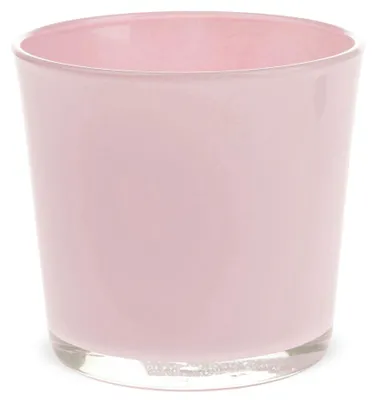 Produktbild von Glastopf Pflanzgefäß Teelichtglas rund Übertopf rosa 11,5 cm