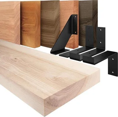 Produktbild von Massivholz Wandplatte - Schwimmende Wandplatte - Dekoration - Eiche - 100 cm - Rauh - Schwarz
