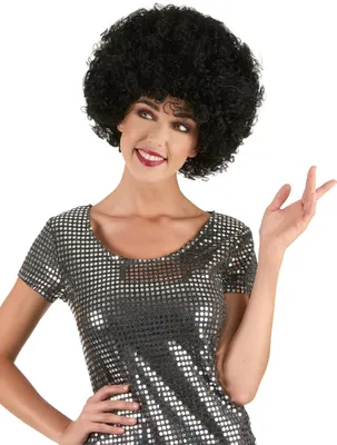 Produktbild von Bequeme schwarze Afro-Perücke für Erwachsene