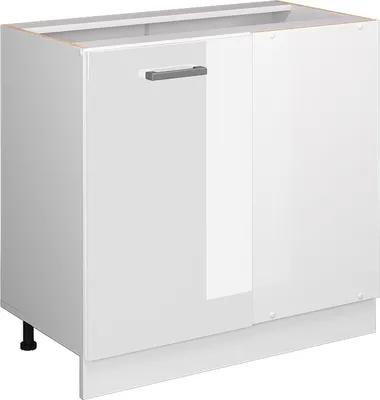 Obrázok produktu pre Vicco rohová spodná skrinka R-Line, 86 cm bez pracovnej dosky, biela vysoký lesk/biela