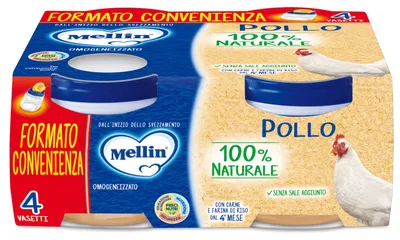 Imagen del producto de MELLIN, puré de pollo homogeneizado, 4 envases de 80 g