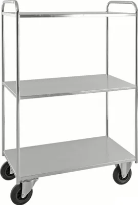 Produktbild von Kongamek Etagenwagen voll verschweisst 1470mm hoch mit 3 Böden verzinkt mit Bremse