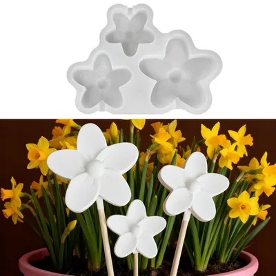 Produktbild von 3-teilige Silikon-Blumenform, Frühlingsform für Kerzen- und Gipsabgüsse, Frühlingsdekoration zum Selbermachen (A)