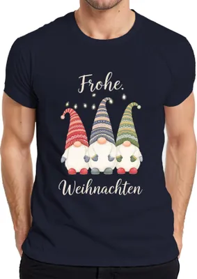 Produktbild von Frohe Weihnachten Weihnachtswichtel Gnom Lichterkette Wichtel Herren T-Shirt, Navy, L