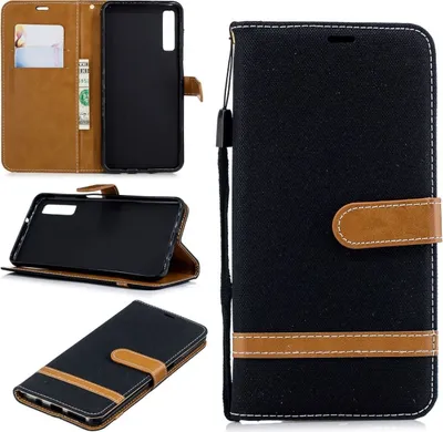 Produktbild von Tasche für Samsung Galaxy A7 2018 Jeans Cover Case Handy Schutz Hülle Case Schwarz