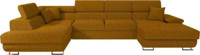 Produktbild von MIRJAN24 Wohnlandschaft Cotere Bis Cord, U-Form Eckcouch mit Schlaffunktion und Bettkasten (Farbe: Poso 01, Seite: Links)