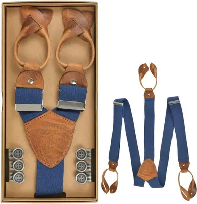 Produktbild von Lloyd Hosenträger royal blau Y Form Holländer 120cm 35mm Lederrückenteil und Laschen mit Knöpfen zum Anclippen 6726-13