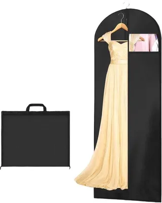 Image de Sac de rangement Unyqoos® 180 x 60 cm – housse de protection pliable et respirante, avec fermeture éclair et fenêtre transparente, idéale pour les robes longues, les robes de soirée et les robes de mariée