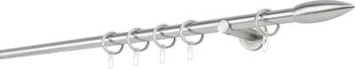 Produktbild von Gardinenstange auf Maß 20mm Patrone 1-lauf Wandträger 6,5cm Farbe: Edelstahl-Optik, Größe: 140cm
