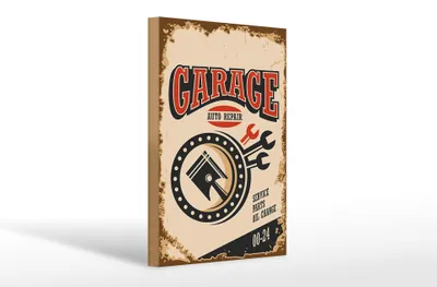 Produktbild von Holzschild Retro 20x30cm Garage auto repair service 00-24