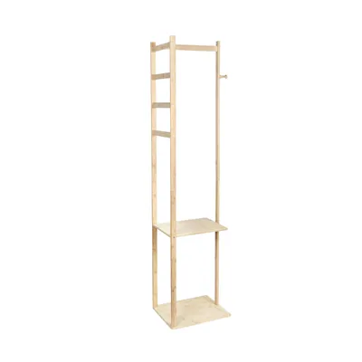 Produktbild von Garderobenständer Flurgarderobe Kleiderständer Bambus freistehende Garderobe mit Kleiderstange