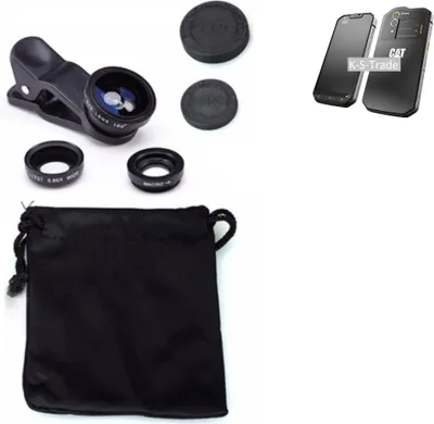 Produktbild von K-S-Trade Smartphone Kamera Linsen Set Kompatibel mit Caterpillar Cat S60 3in1 Clip-On Kamera Adapter Macro Weitwinkel FishEye Fischauge Objektiv