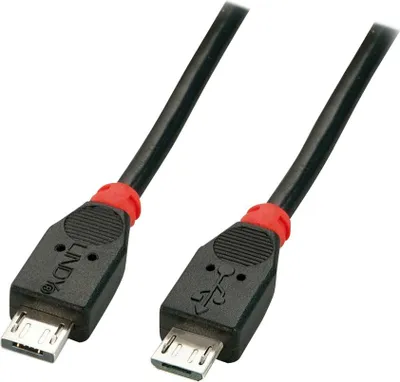 Produktbild von Lindy USB Micro-A / Micro-B, 1.0m, 1 m, Micro-USB A, Micro-USB B, Männlich/Männlich, 0,48 Gbit/s, Schwarz