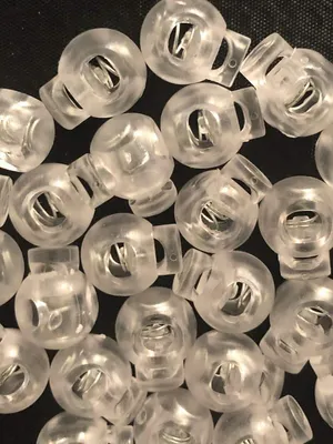 Produktbild von Kunststoff-Kordelstopper mit 1 Loch, rund, 5 mm Durchmesser (transparent, 10 Stück)