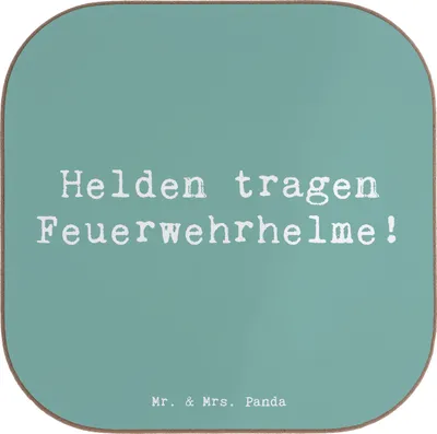 Produktbild von Mr. & Mrs. Panda Tassen Untersetzer Spruch Feuerwehrmann Helden - Meeresbrise - Geschenk, Feuerwehrfrau, Einsatzbereitschaft, für Gläser, besondere Momente, Coaster