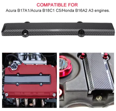 Imagen del producto de Tapa de válvulas del motor de fibra de carbono con inserto para bujía, compatible con Honda Acura B18 B16 VTEC