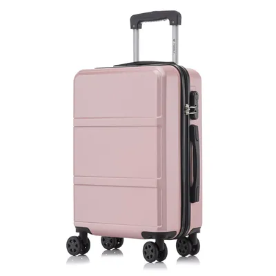 Produktbild von Koffer Trolley Reisekoffer Suitcase, Rollkoffer Handgepäck ,mit 4 Rollen360°, Hartschalenreisekoffer, Zahlenschloss, Weicher Gummigriff (M, Roségold)