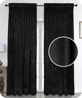Produktbild von Unyqoos® Verdunkelungsvorhang aus Samt, 100% Polyester, mit Faltenband & Stangendurchzug – blickdicht, bis 10% schallreduzierend, waschbar 30°C