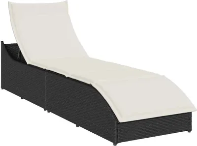 Produktbild von Klappliege mit Auflage und Stauraum Schwarz Poly-Rattan
