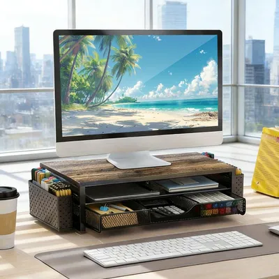 Immagine prodotto di Organizzatore da scrivania con supporto per monitor, cassetto e portapenne
