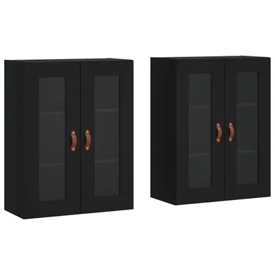 Image de Armoires murales 2 pcs noir bois d'ingénierie