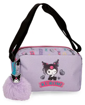 Zdjęcie produktu dla Sanrio, torba na ramię Kuromi w stylu retro, fioletowa, 19,5 x 11,5 x 7,5 cm, wykonana z poliestru