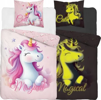 Zdjęcie produktu dla UNICORN bawełniana pościel świecąca w ciemności 160x200 cm 100% bawełna FLUO