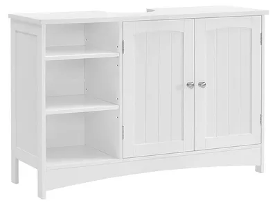 Image de Meuble sous-lavabo - Meuble de salle de bain avec 2 portes - Blanc - 90 x 30 x 60 cm