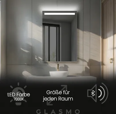 Produktbild von Wandspiegel mit Beleuchtung 60x180 cm Tiana - Vertikal Rechteckiger Badspiegel mit LED Beleuchtung - Kaltweiß 7000K - Badezimmerspiegel Lichtspiegel mit Bluetooth-Lautsprecher
