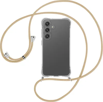 Produktbild von Handykette Backcover-Schutzhülle mit Band (Metall silberfarben) für Samsung S25 - caramel