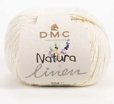 Image de Natura Linen de DMC – fil de lin estival pour tricot, mélange de lin (50 g), couleur (01)