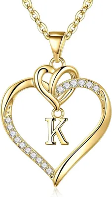 Produktbild von TINGN Valentinstag Geschenke Herz Damen Halskette Gold Zirkonia Buchstaben Kette