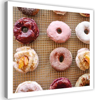 Produktbild von Leinwandbild donaty-kuchen 50x50 cm Feeby rosa wandbild bereit zum aufhängen