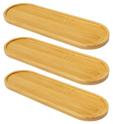 Immagine prodotto di Omgoods - Set di 3 vassoi ovali in bambù - Sottopiatti decorativi per dessert
