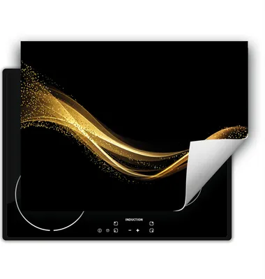 Produktbild von DarHaus Herdabdeckplatte 80x52 cm Anti Rutsch Matte Aufrollbar, schwarz - gold