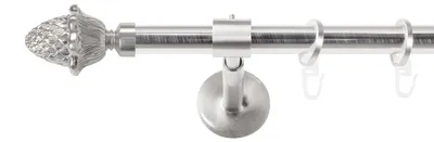 Produktbild von SN Deco Gardinenstange Nantes, 19 mm, 1-läufig, Stahl, Komplett-Set mit Ringen, geschlossener Träger, 160 cm, edelstahl optik