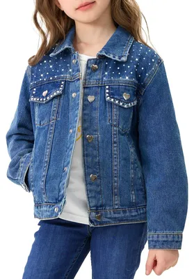 Productafbeelding van Jeansjas voor meisjes, versierd met pailletten en voorzien van zakken